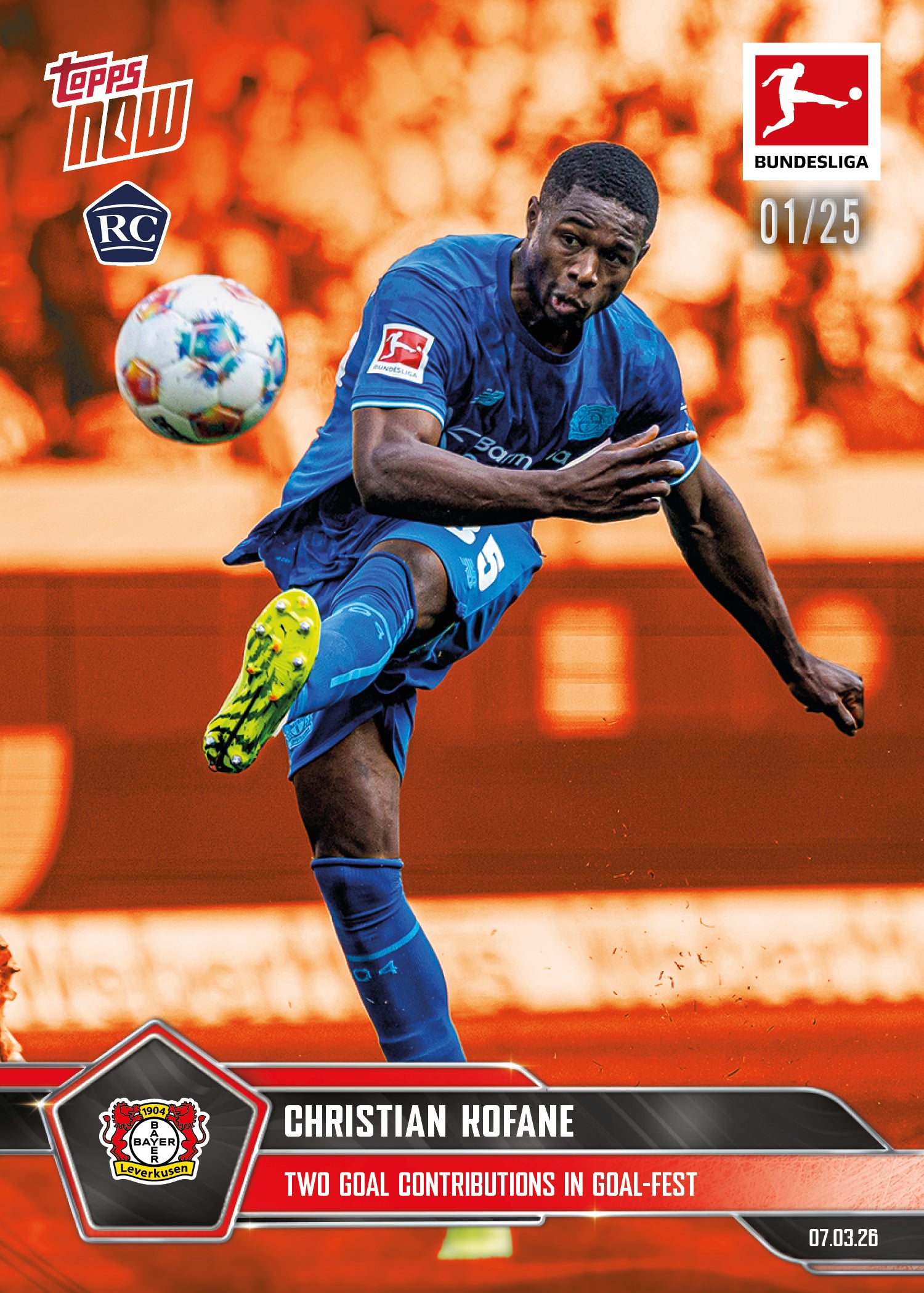 Christian Kofane - 2025-26 Bundesliga Topps NOW - Card 142 - PR:644 - Image 5
