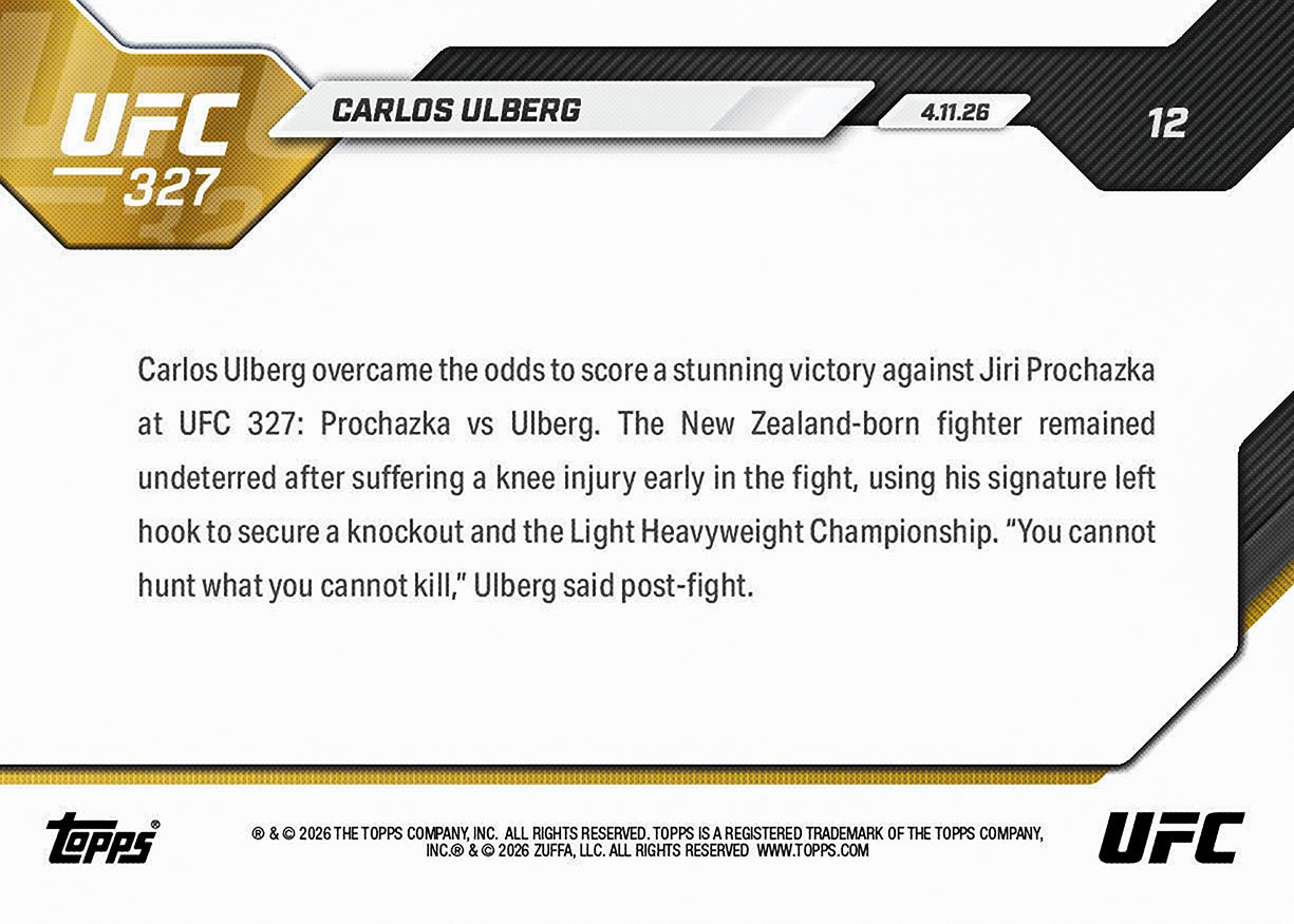 Carlos Ulberg - 2026 UFC Topps NOW - Card 12 - PR: 1124 - Image 4