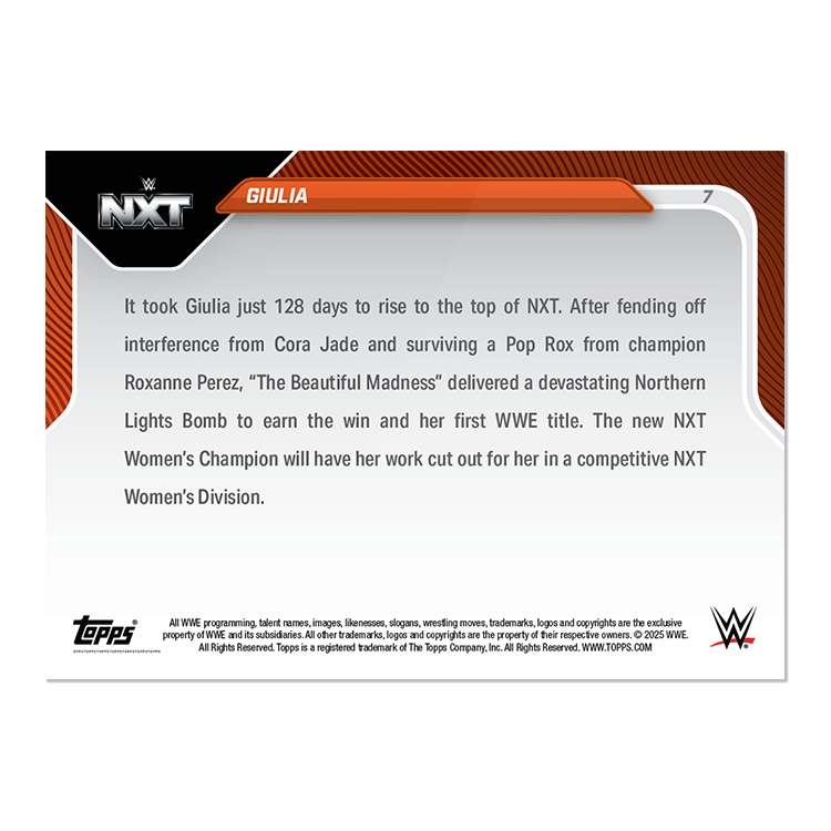 Giulia - 2025 WWE Topps NOW - Card 7 - PR: 2909 - Image 2