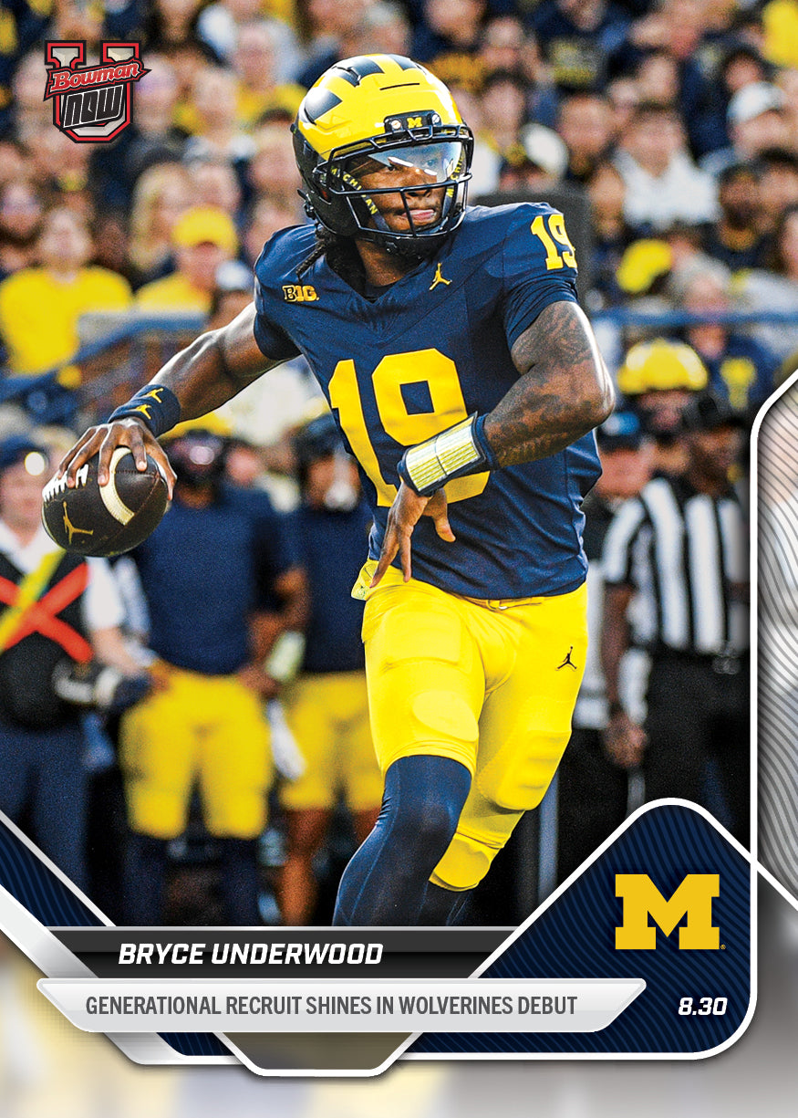 Bryce Underwood - 2025-26 Bowman U NOW Football - Card 1 - PR: 10929