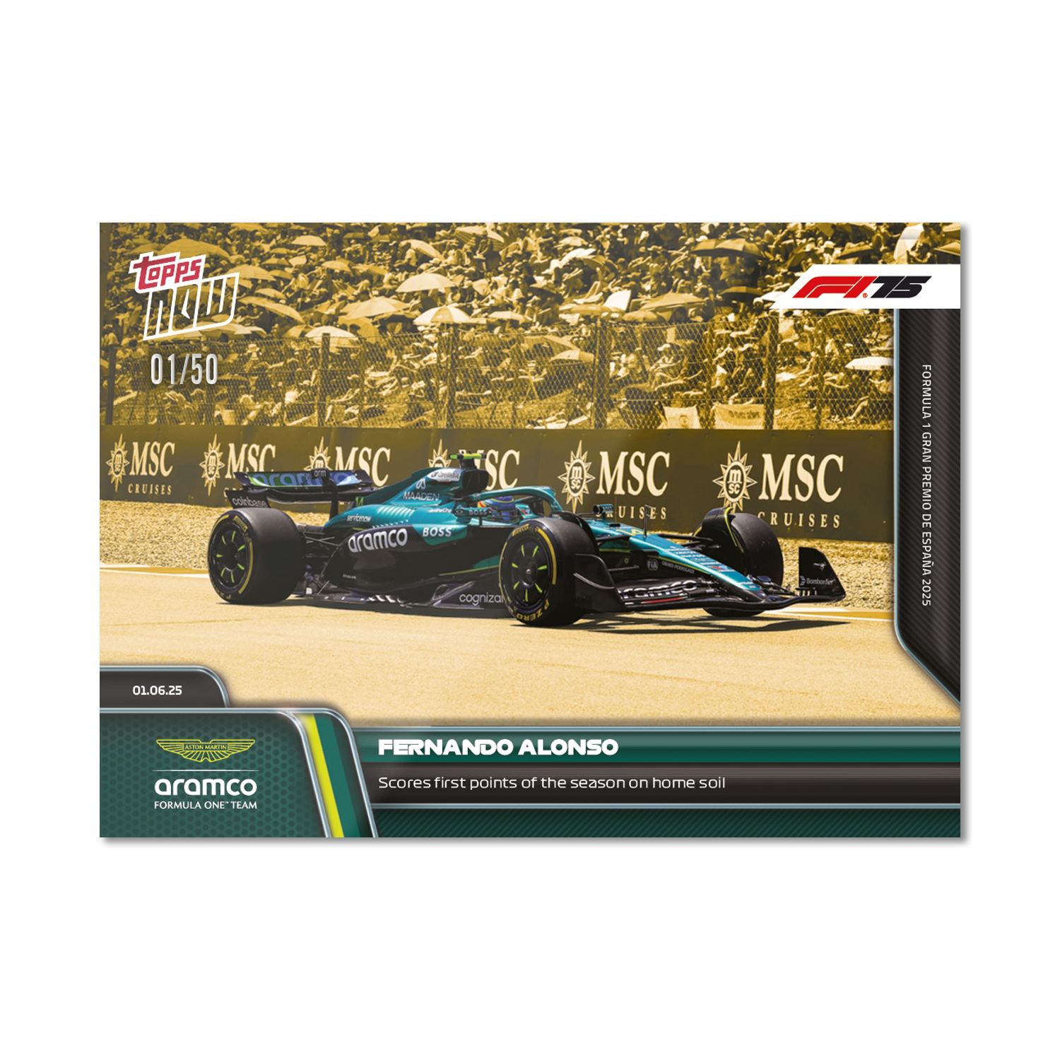 Fernando Alonso - 2025 Formula 1 Topps NOW - Card 43 - PR: 707 - Image 6