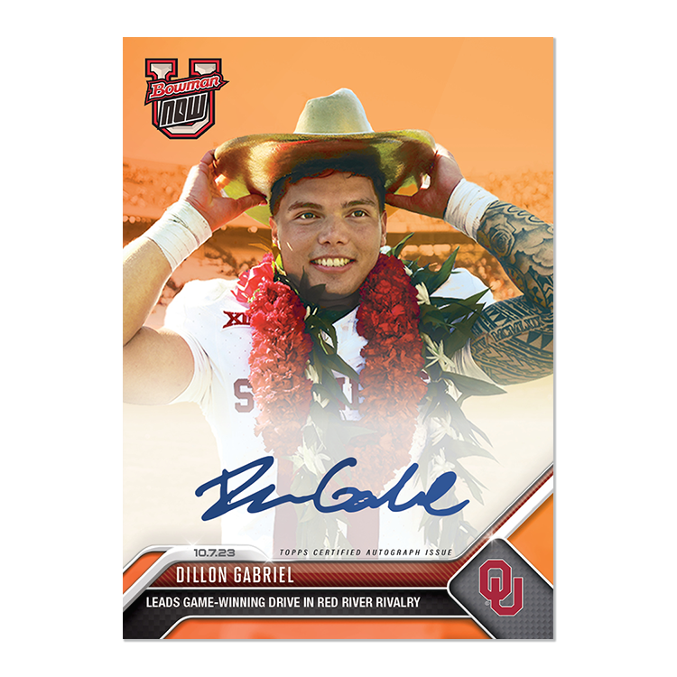 On-Card Autograph # to 99 or Lower - Dillon Gabriel - 2023 Bowman U Now Card 12 - Image 7