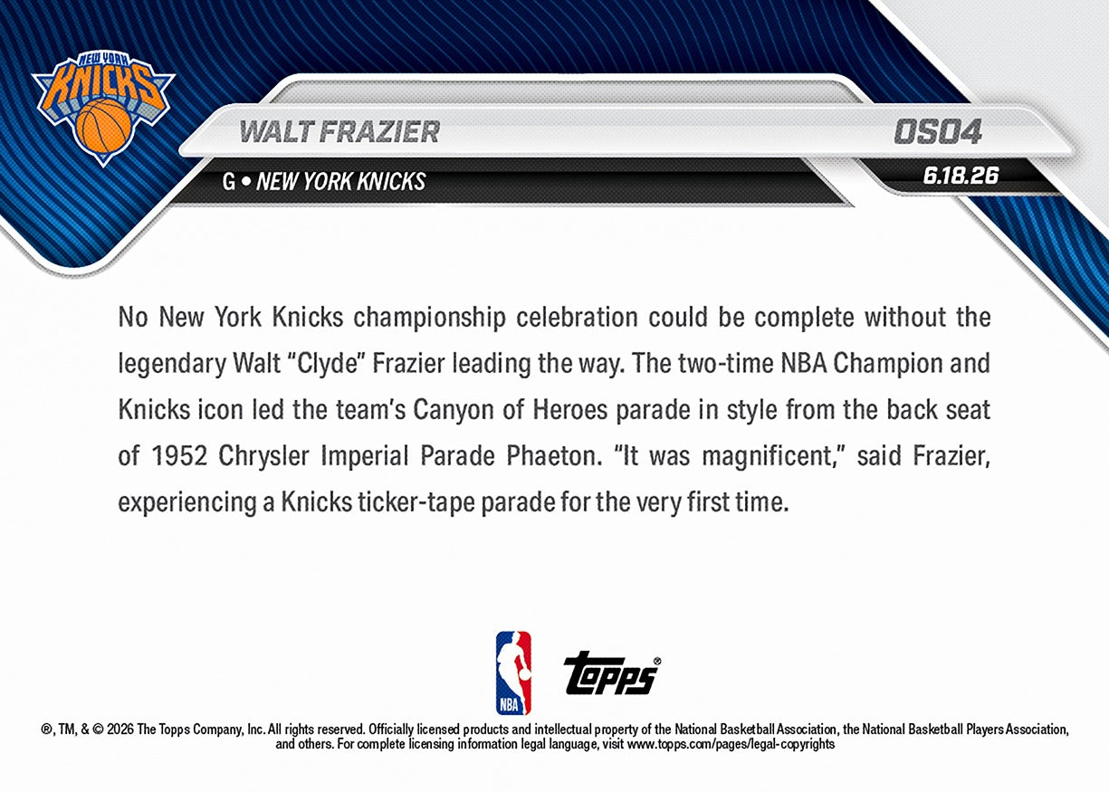 Alternative view of Walt Frazier - 2025-26 NBA Topps NOW - Card OS04 - PR: 2688