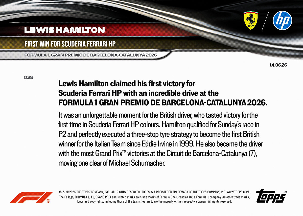 Lewis Hamilton - 2026 Formula 1 Topps NOW - Card 38 - PR: 69024 - Image 10