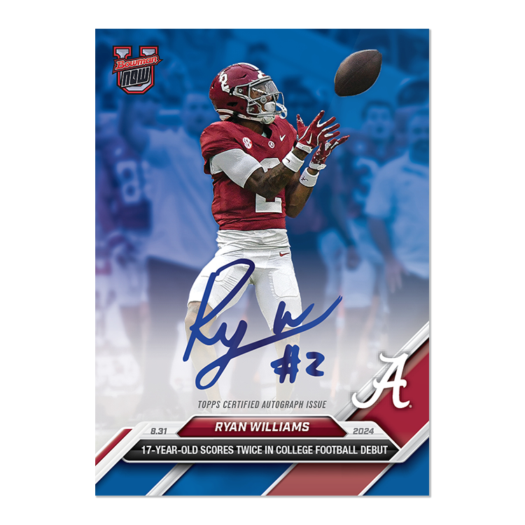 On-Card Autograph # to 49 or Lower - Ryan Williams - 2024 Bowman U Now Card 2 - Image 3
