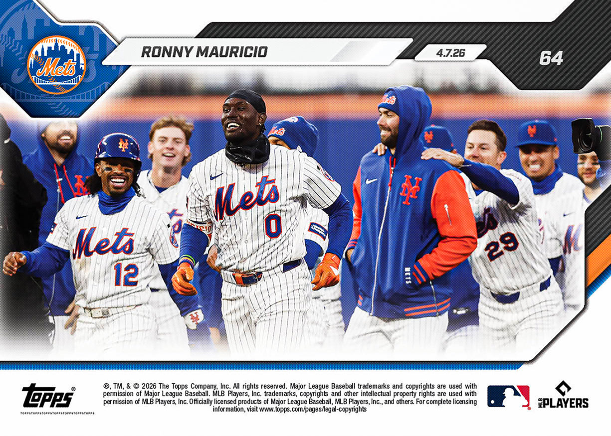 Ronny Mauricio - 2026 MLB Topps NOW - Card 64 - PR: 455 - Image 2
