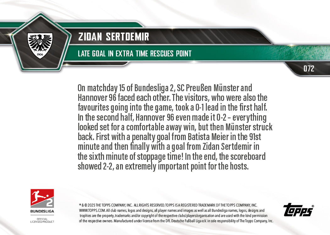 Zidan Sertdemir - 2025-26 Bundesliga Topps NOW - Card 72 - PR: 130 - Image 7