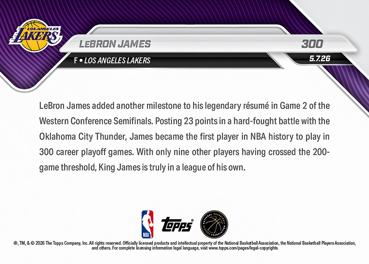 LeBron James - 2025-26 NBA Topps NOW - Card 300 - PR: 4989 - Image 2