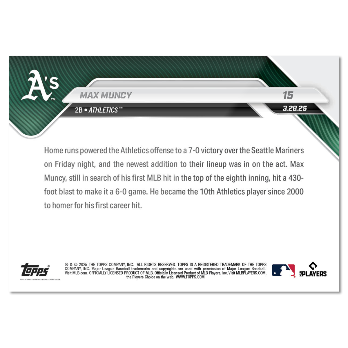 Max Muncy - 2025 MLB Topps NOW - Card 15 - PR: 1046 - Image 2