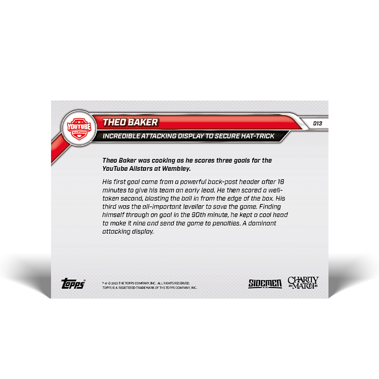 Theo Baker - 2025 Sidemen Charity Match Topps NOW Card 13 - PR: 67 - Image 7