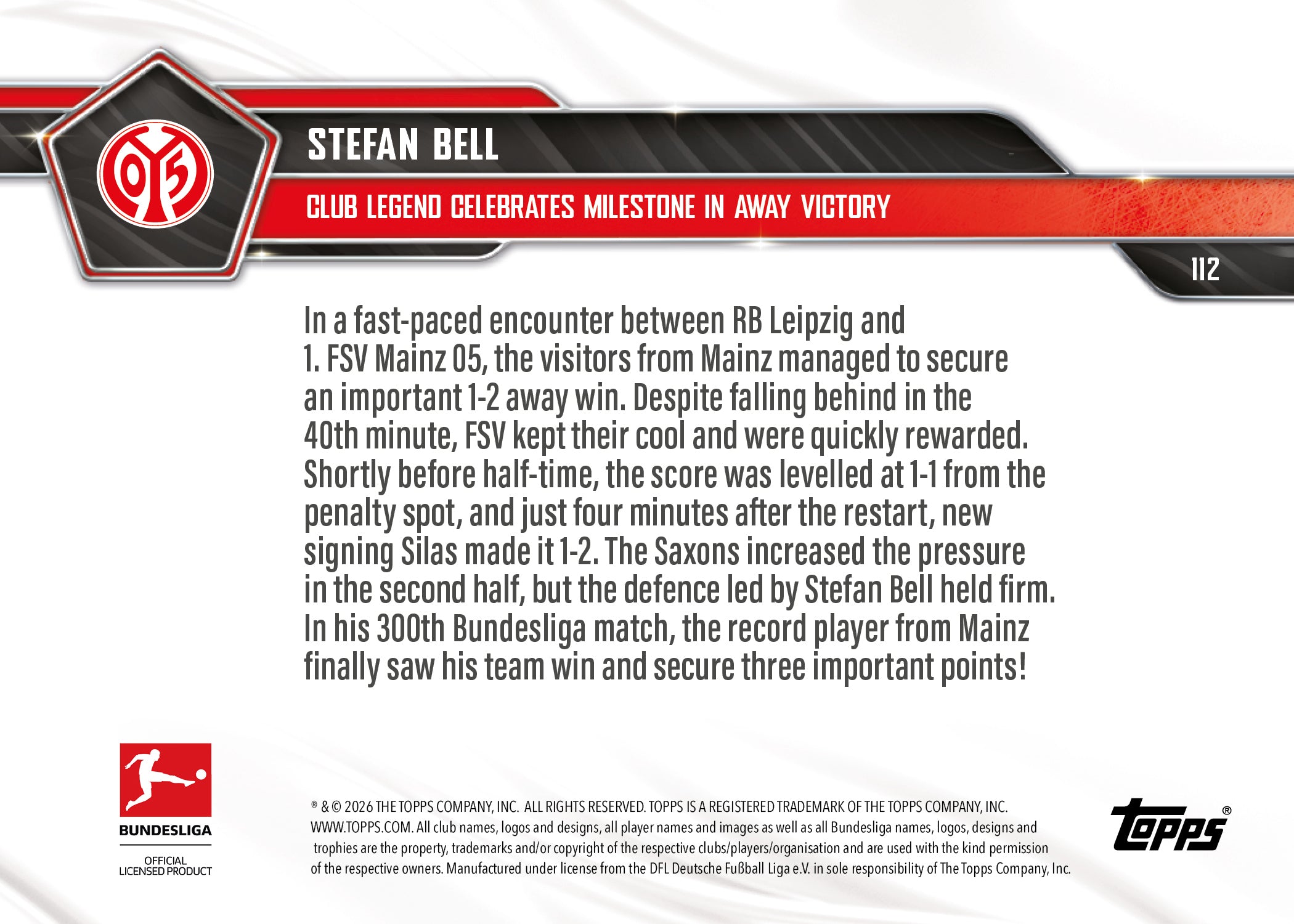 Stefan Bell - 2025-26 Bundesliga Topps NOW - Card 112 - PR: 89 - Image 7