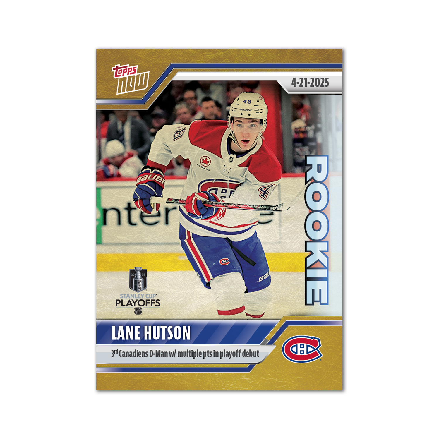 Lane Hutson - 2024-25 NHL Topps NOW - Sticker # 164 Pack - PR: 480 - Image 2