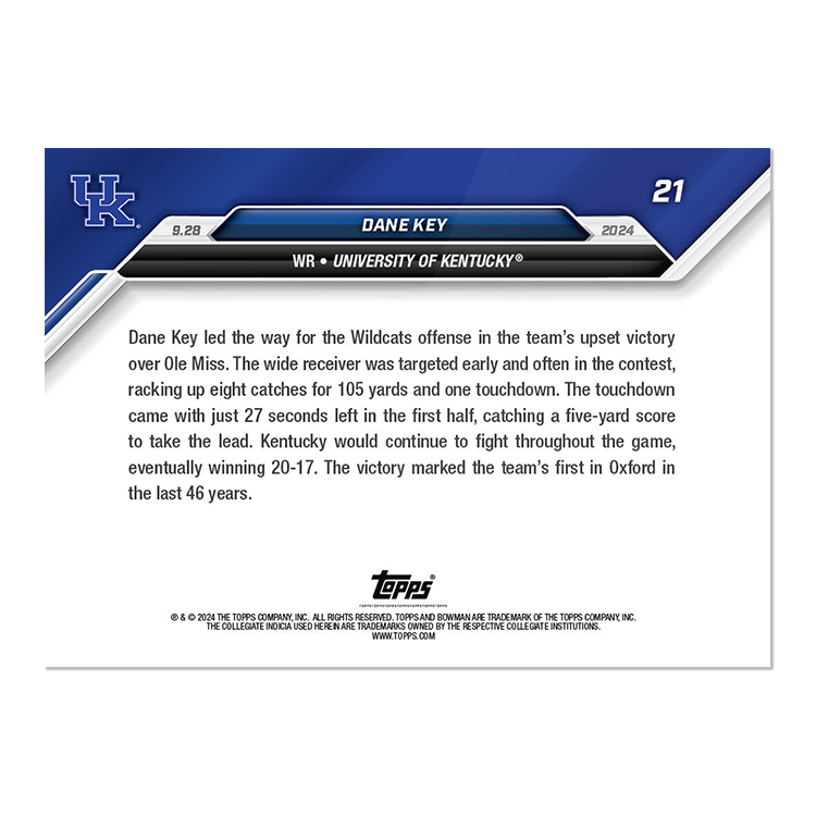 Dane Key - 2024 Bowman U NOW Football Card 21 - PR: 531 - Image 2