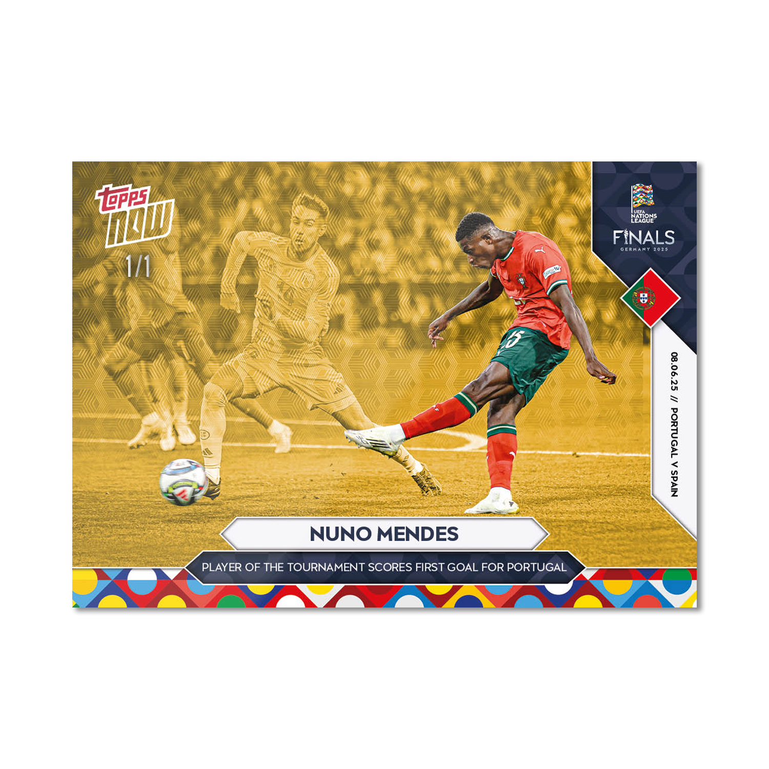 Nuno Mendes - 2025 UEFA Nations League Topps NOW - Card 6 - PR: 421 - Image 2