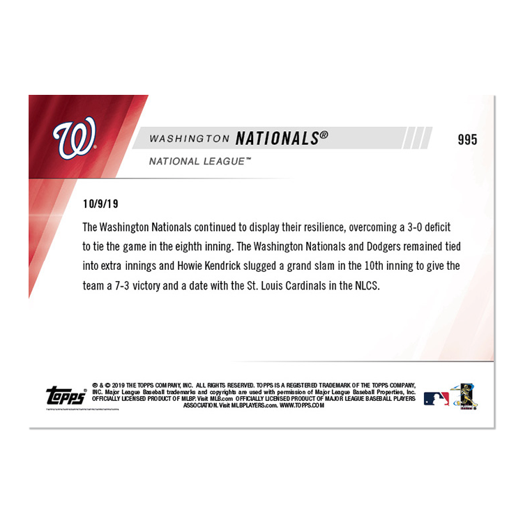 Washington Nationals - MLB TOPPS NOW Card 995 - Print Run: 406 - Image 2