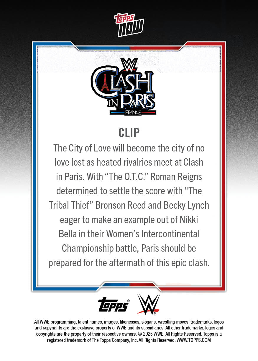 Clash in Paris - 2025 WWE Topps NOW - Card CLIP - PR: 3118 - Image 3
