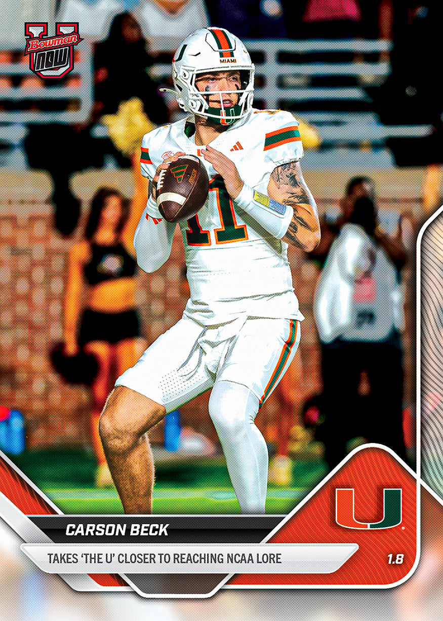 Carson Beck - 2025-26 Bowman U NOW Football - Card 65 - PR: 2011