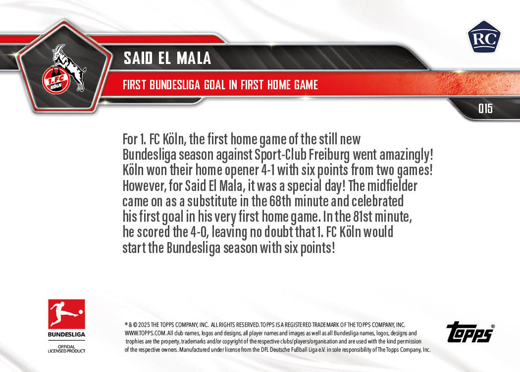 Said El Mala - 2025-26 Bundesliga Topps NOW - Card 15 - PR: 1212 - Image 7