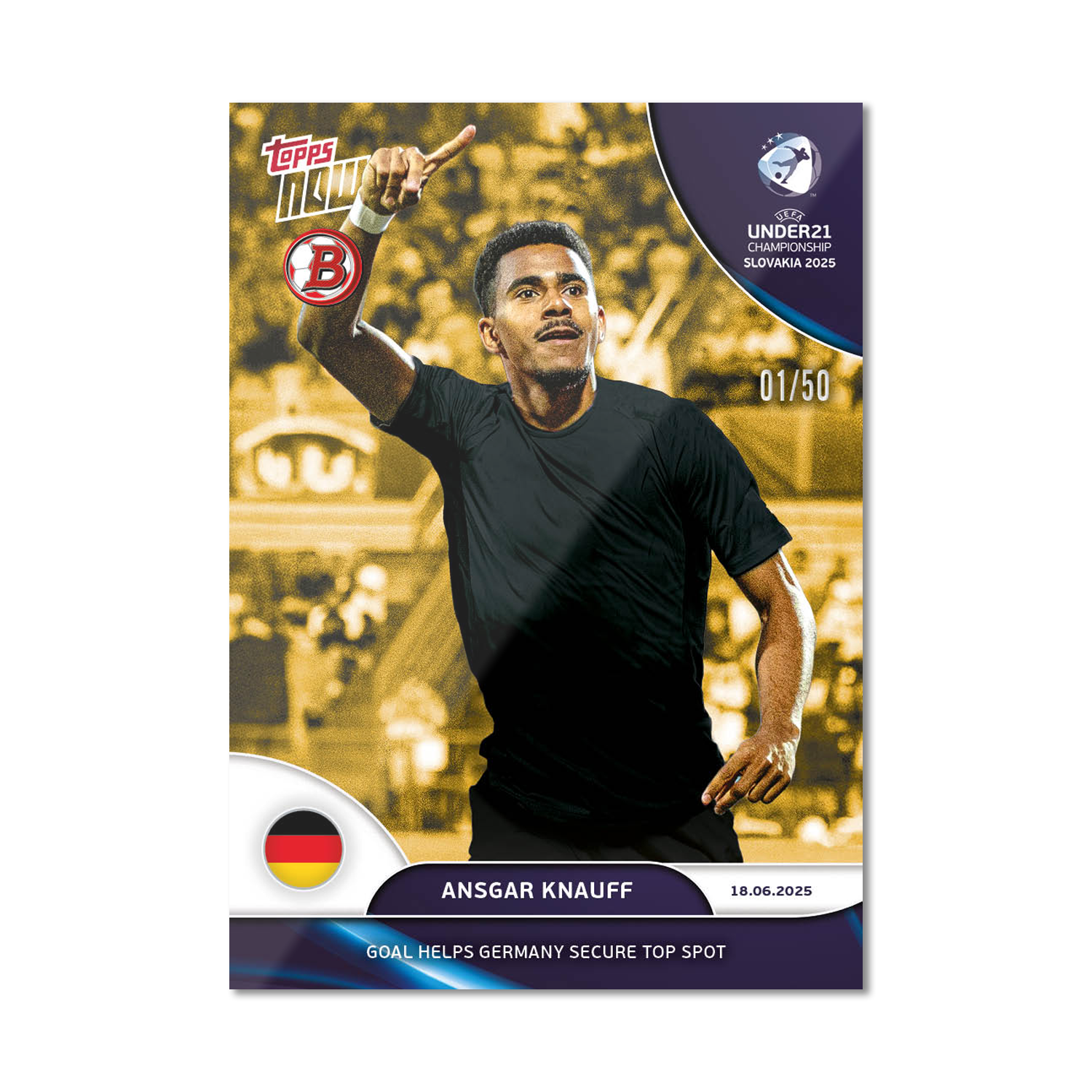 Ansgar Knauff - 2025 UEFA Euro U-21 Topps NOW - Card 6 - PR: 100 - Image 6