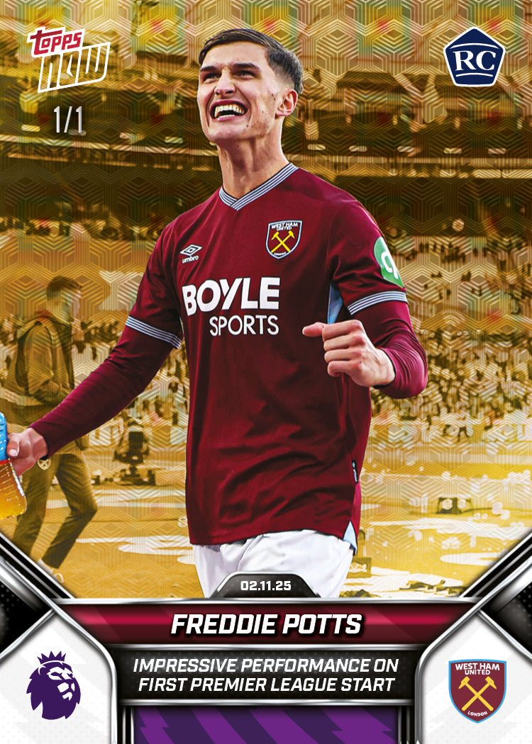 Freddie Potts - 2025-26 Premier League Topps NOW - Card 50 - PR: 1025 - Image 2