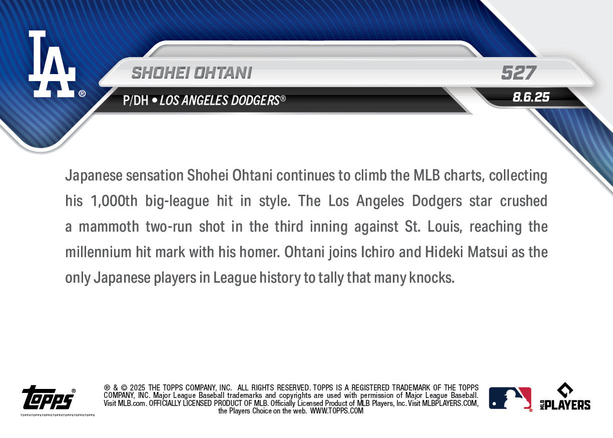 Shohei Ohtani - 2025 MLB Topps NOW - Card 527 - LOOK FOR AUTO - PR: 52589 - Image 4