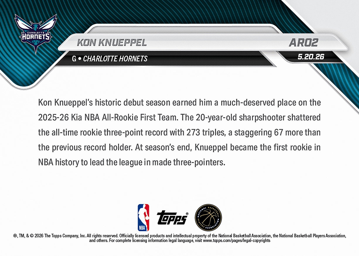 Kon Knueppel - 2025-26 NBA Topps NOW - Card AR02 - PR: 13934 - Image 3