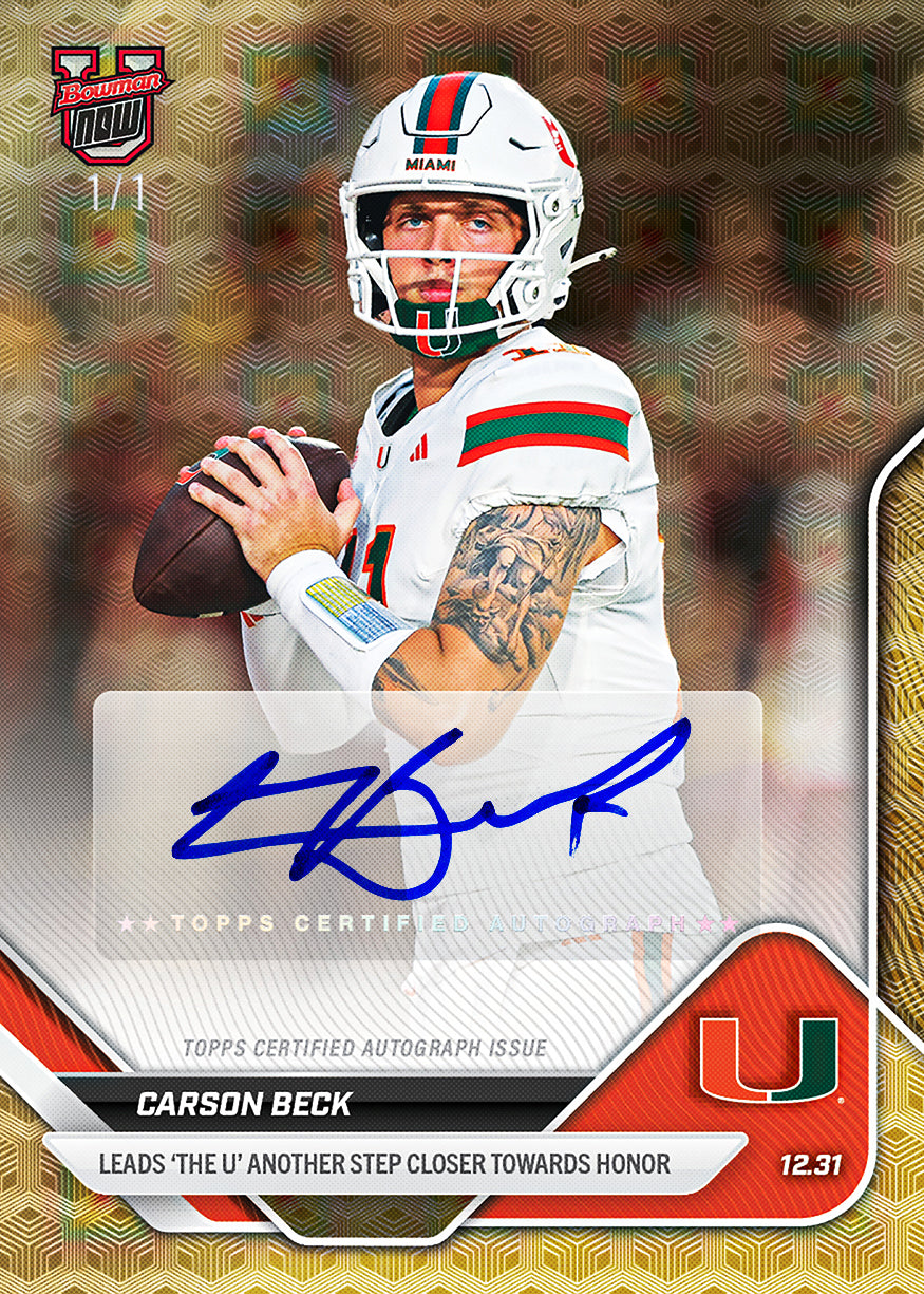 Carson Beck - 2025-26 Bowman U NOW Football - Card 63 - PR: 1627 - Image 2