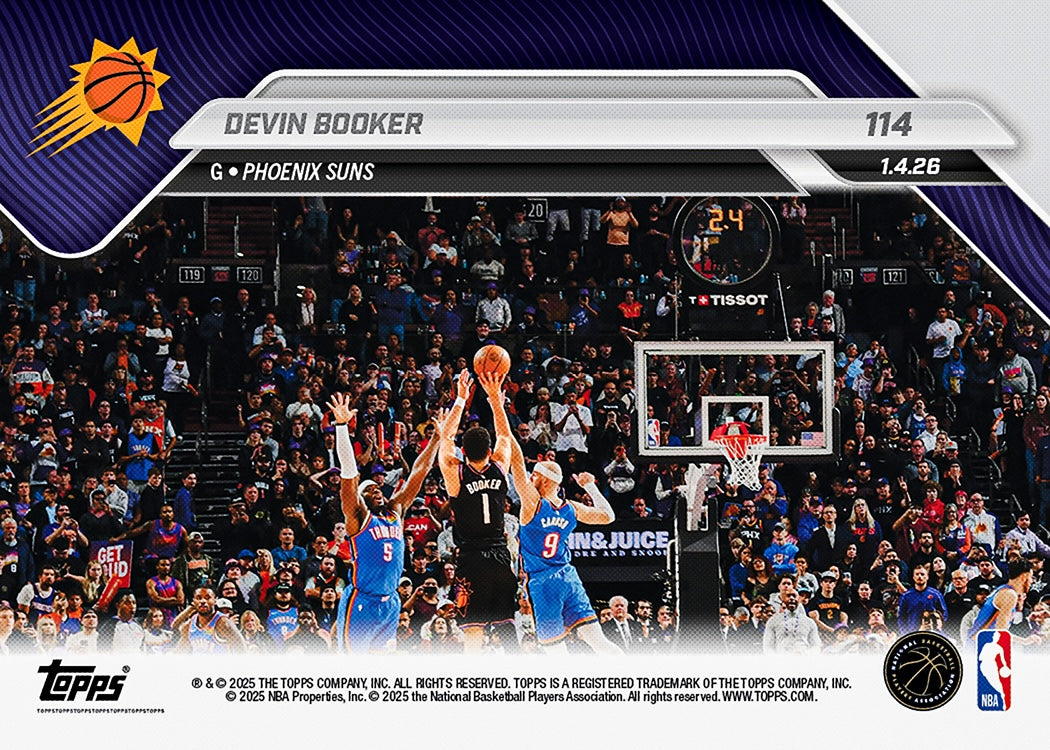 Devin Booker - 2025-26 NBA Topps NOW - Card 114 - PR: 1030 - Image 2