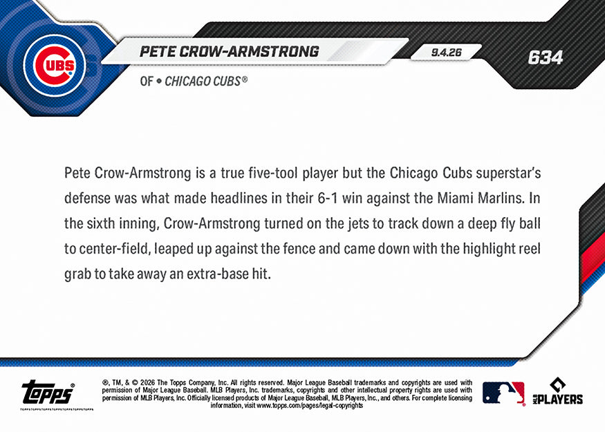 Pete Crow-Armstrong - 2026 MLB Topps NOW - Card 634 - Image 2