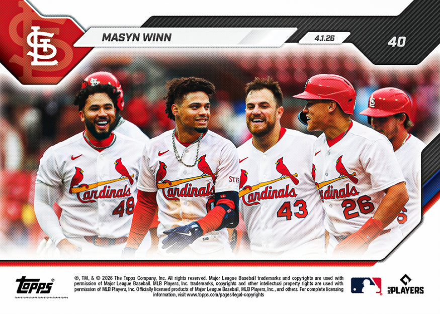 Masyn Winn - 2026 MLB Topps NOW - Card 40 - PR: 554 - Image 2