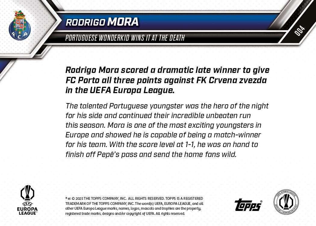 Rodrigo Mora - 2025-26 UEL Topps NOW - Card 4 - PR: 709 - Image 7