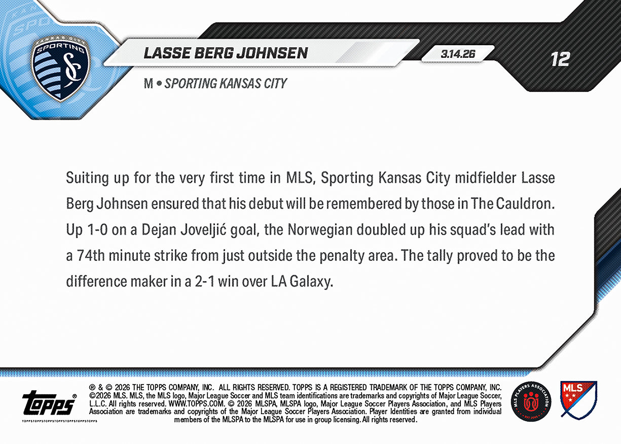 Lasse Berg Johnsen - 2026 MLS Topps NOW - Card 12 - PR: 213 - Image 2