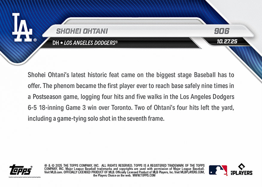 Shohei Ohtani - 2025 MLB Topps NOW - Card 906 - PR: 56892 - Image 3
