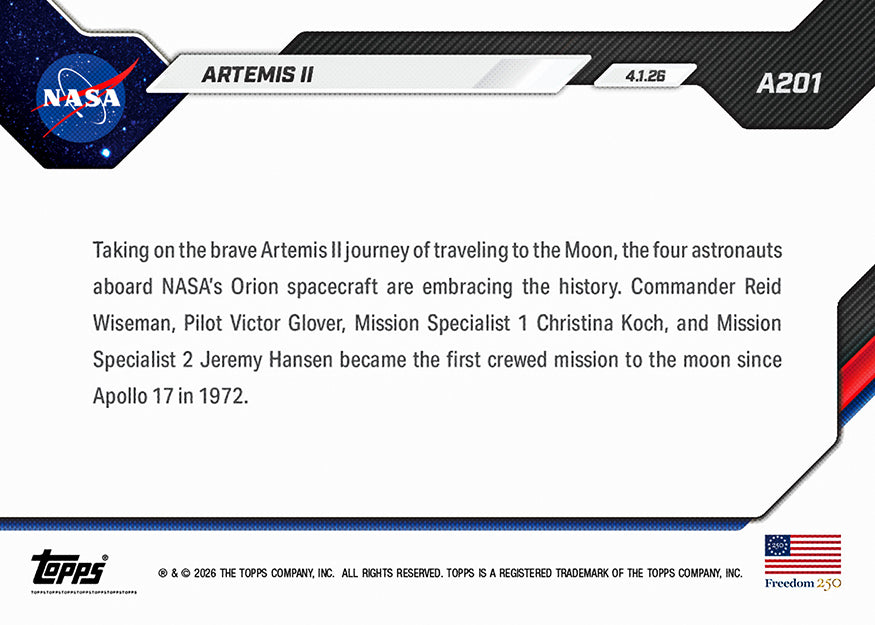 Artemis II - 2026 Topps NOW Card A201 - PR: 24420 - Image 4