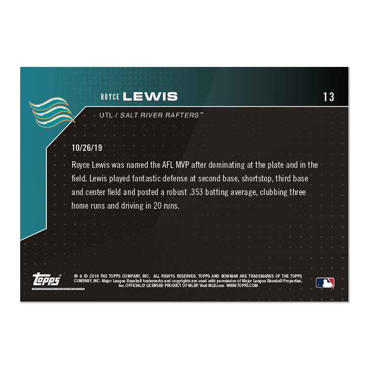 Royce Lewis - Bowman NEXT TOPPS NOW Card 13 - Print Run: 210 - Image 2