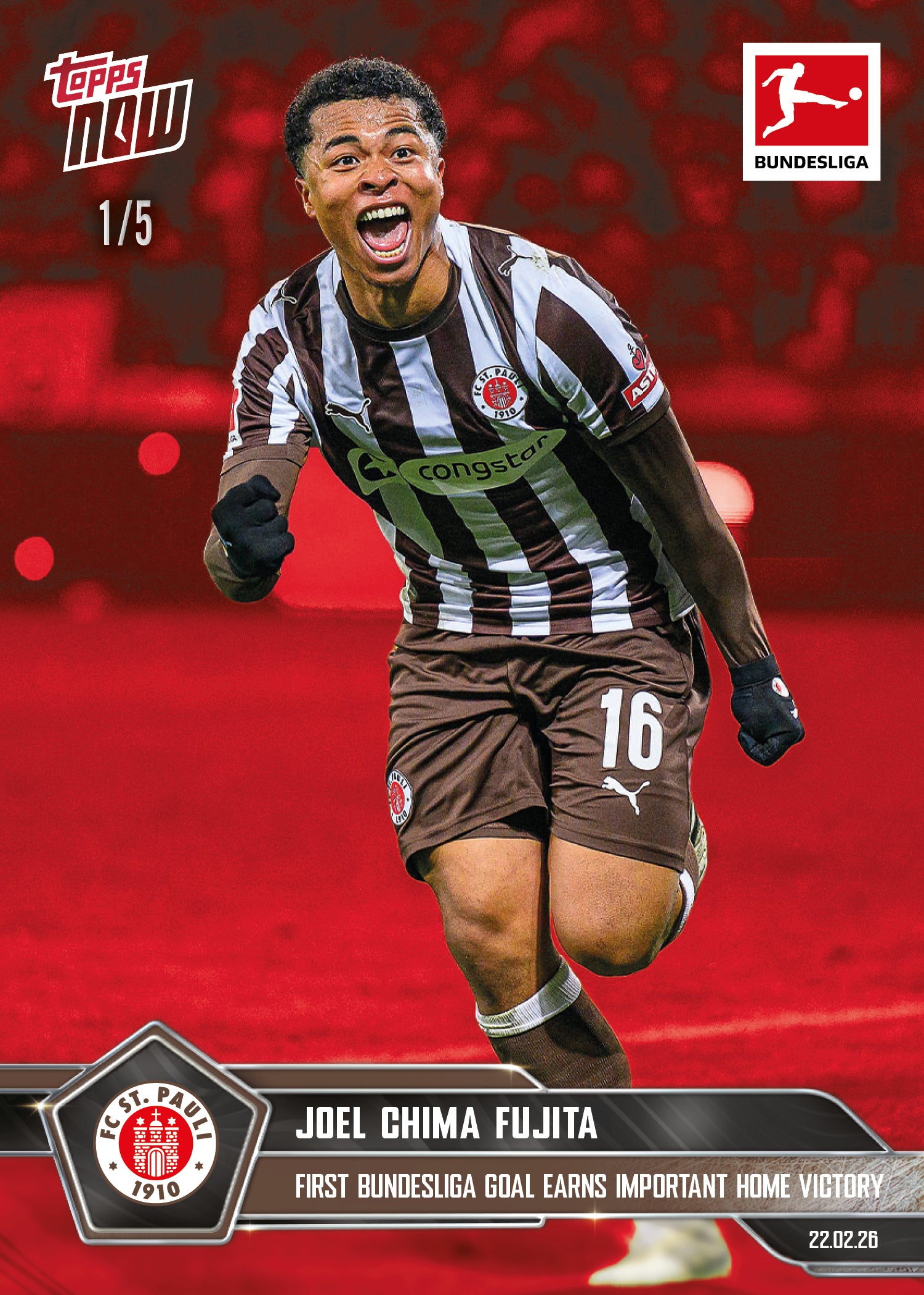 Joel Chima Fujita - 2025-26 Bundesliga Topps NOW - Card 130 - PR: 400 - Image 3