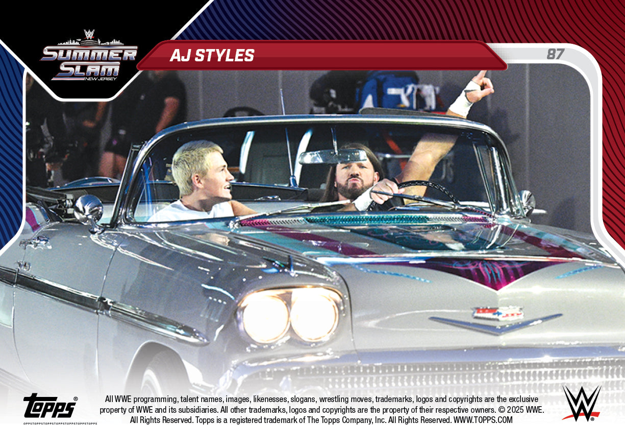 Alternative view of AJ Styles - 2025 WWE Topps NOW - Card 87 - PR: 754