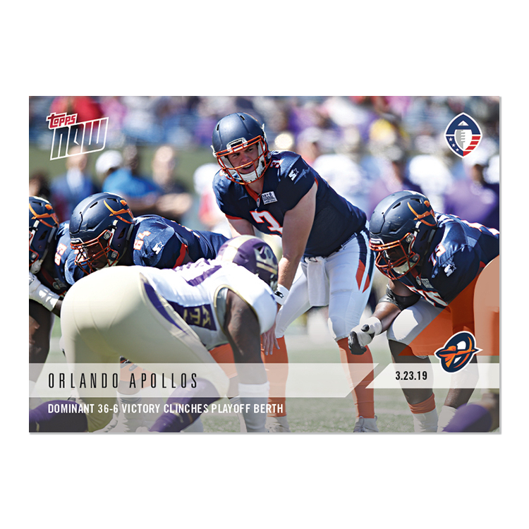 Orlando Apollos - AAF TOPPS NOW Card 37 - Print Run: 251