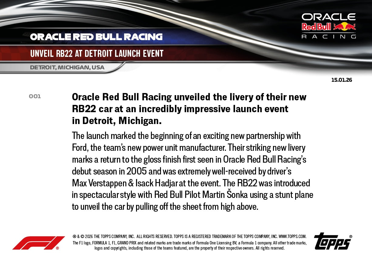 Oracle Red Bull Racing - 2026 Formula 1 Topps NOW - Card 1 - PR: 3680 - Image 8