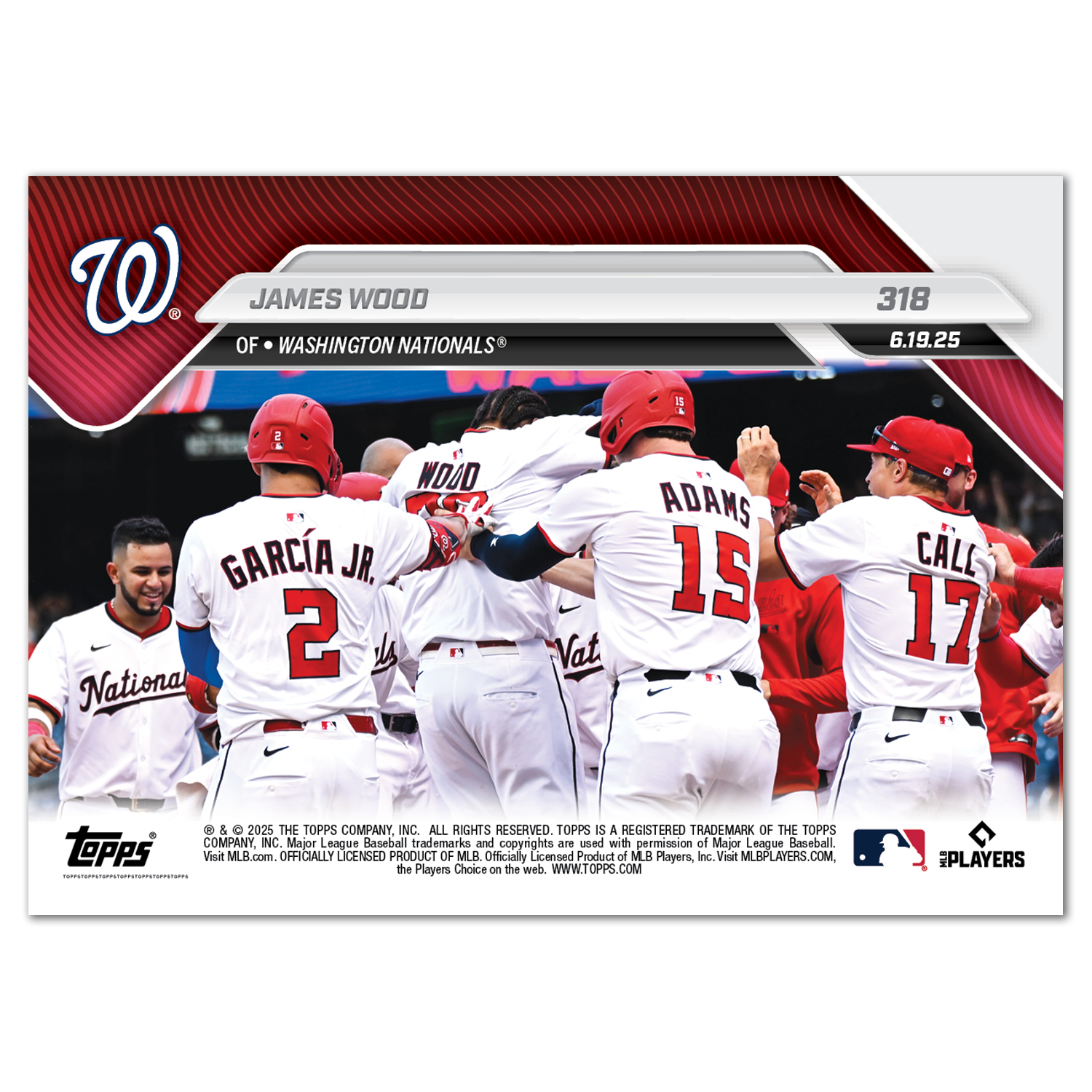 James Wood - 2025 MLB Topps NOW - Card 318 - LOOK FOR AUTOS - PR: 3398 - Image 3