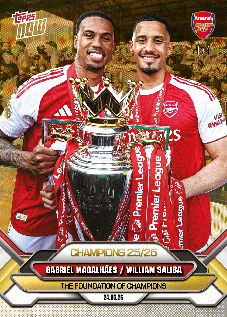 Gabriel Magalhães / William Saliba - 2025-26 Arsenal FC Topps NOW - Card 5 - PR: 5615 - Image 3