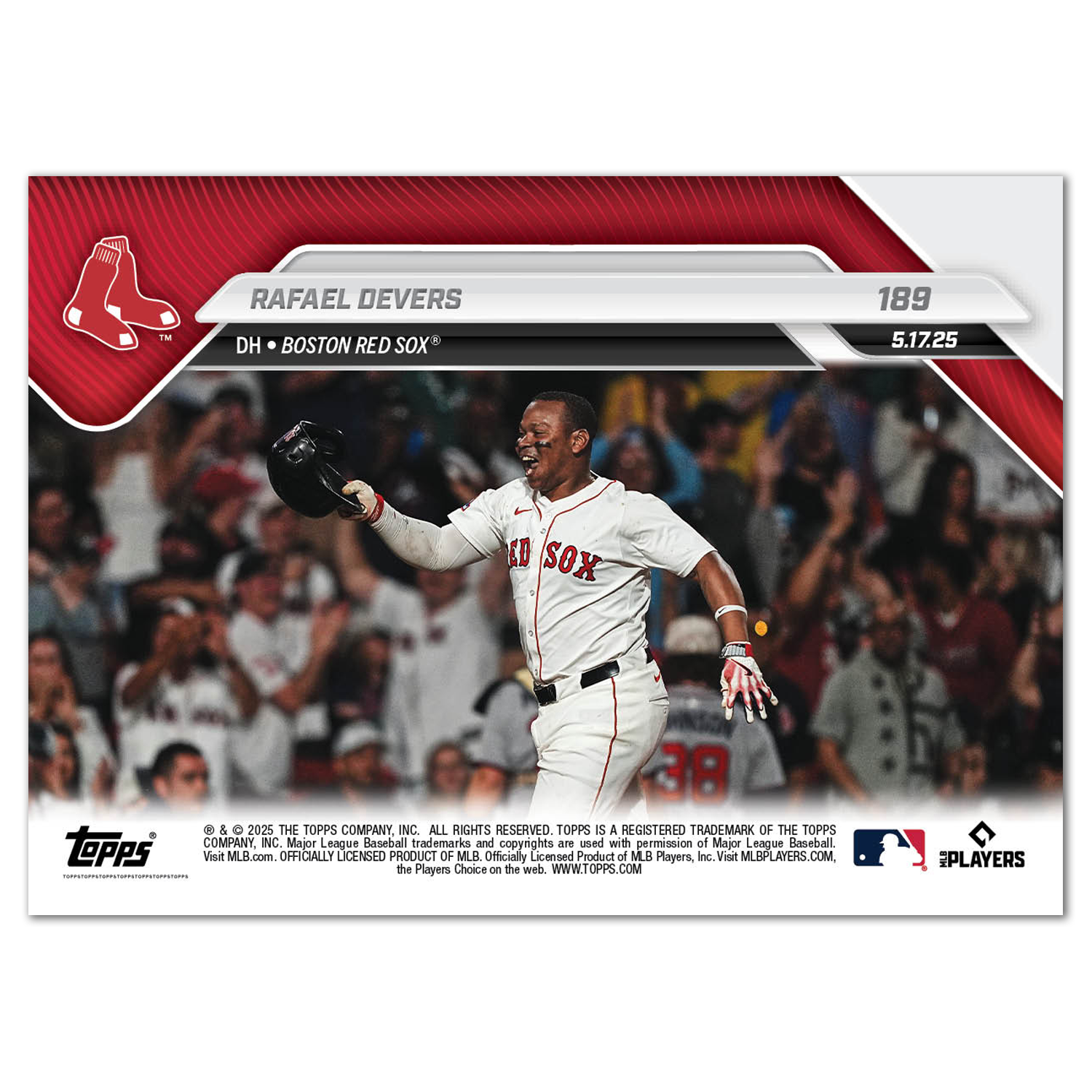 Rafael Devers - 2025 MLB Topps NOW - Card 189 - PR: 675 - Image 2