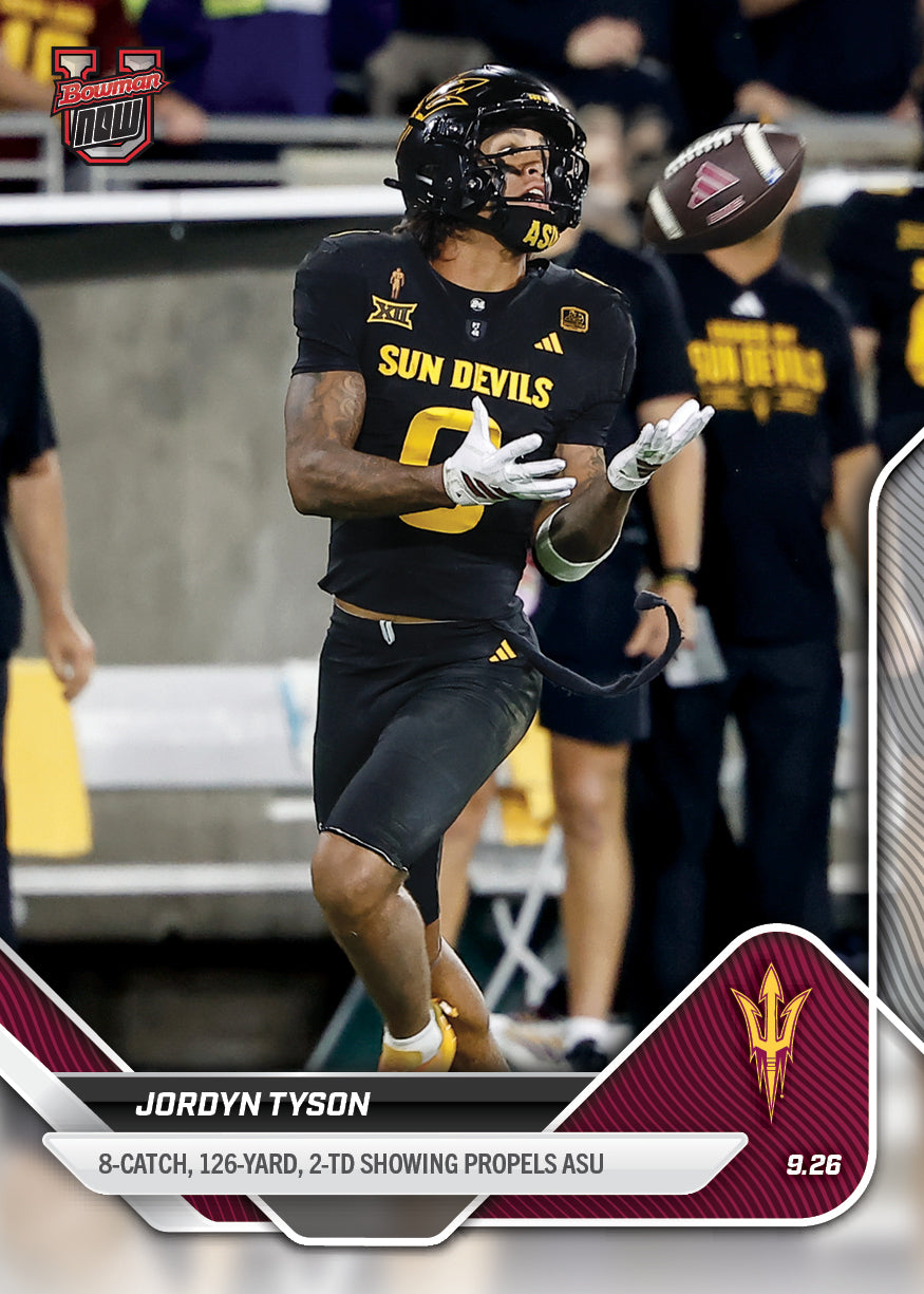 Jordyn Tyson - 2025-26 Bowman U NOW Football - Card 18 - PR: 605