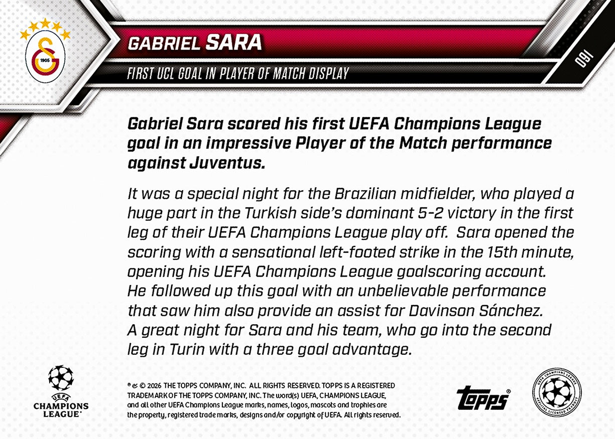Gabriel Sara - 2025-26 UCL Topps NOW - Card 91 - PR: 509 - Image 7