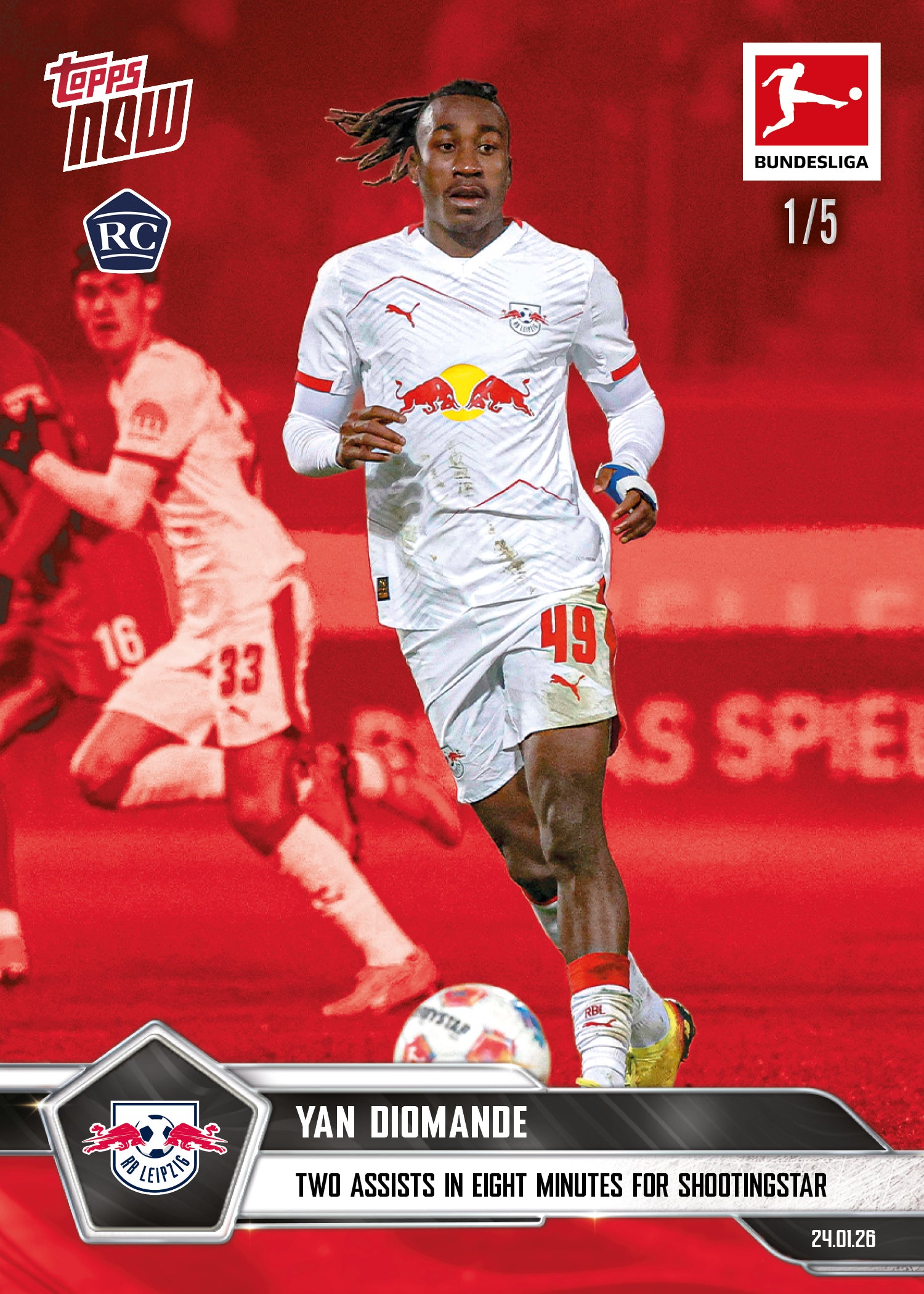 Yan Diomande - 2025-26 Bundesliga Topps NOW - Card 109 - PR: 1629 - Image 3