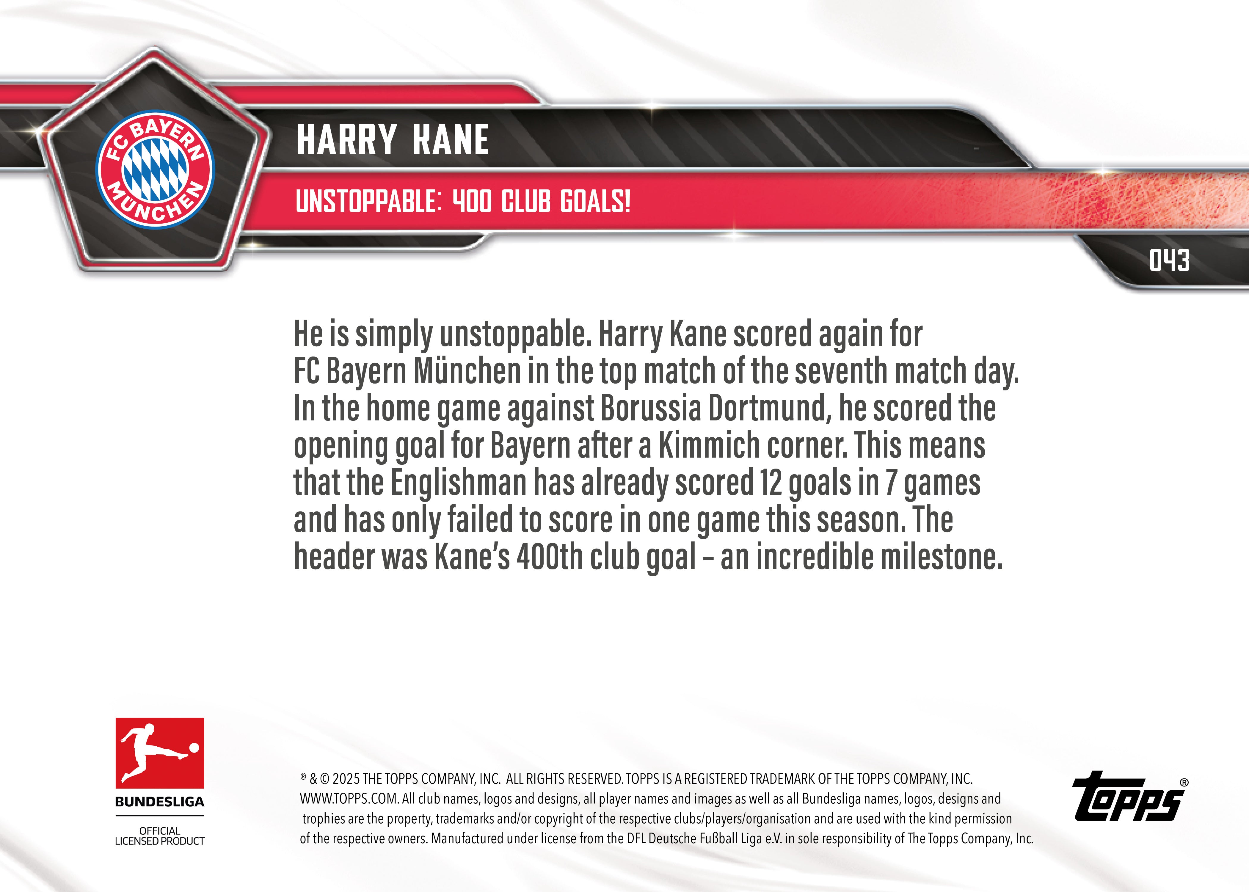 Harry Kane - 2025-26 Bundesliga Topps NOW - Card 43 - PR: 513 - Image 7