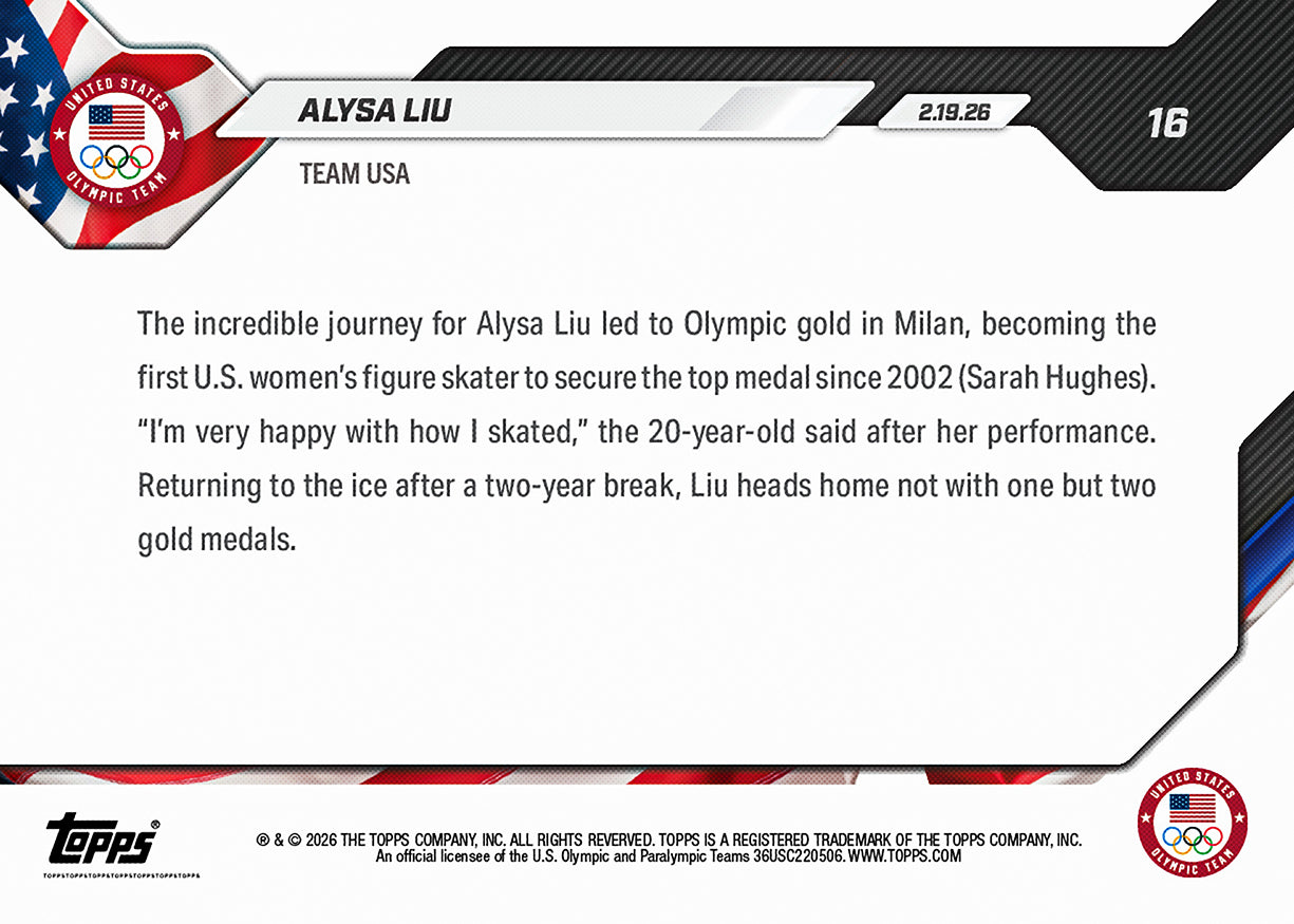 Alysa Liu - 2026 Olympics Topps NOW - Card 16 - PR: 22654 - Image 4