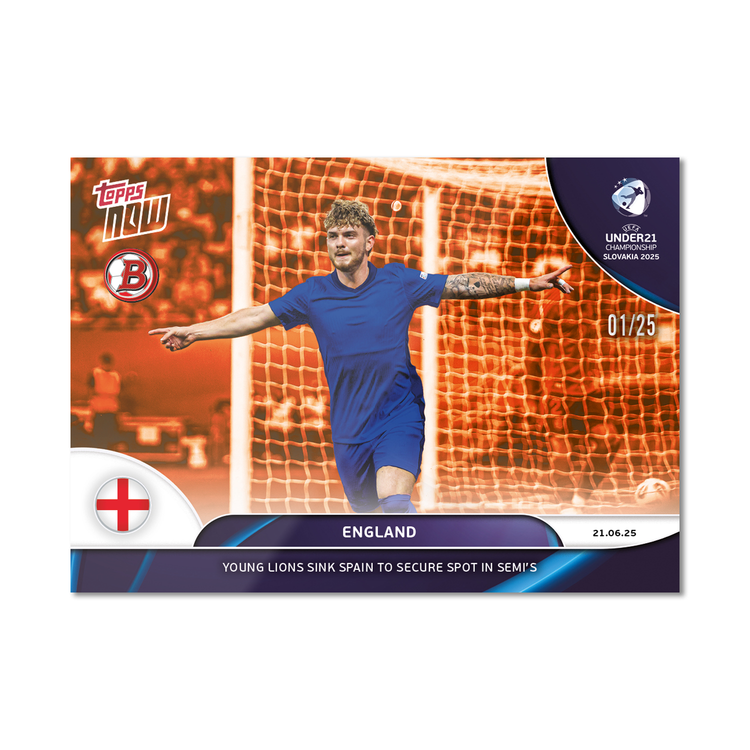 England - 2025 UEFA Euro U-21 Topps NOW - Card 7 - PR: 94 - Image 5