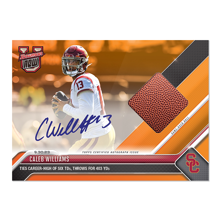 On-Card Auto-Relic # to 49 or Lower - Caleb Williams - 2023 Bowman U Now Card 10 - Image 7