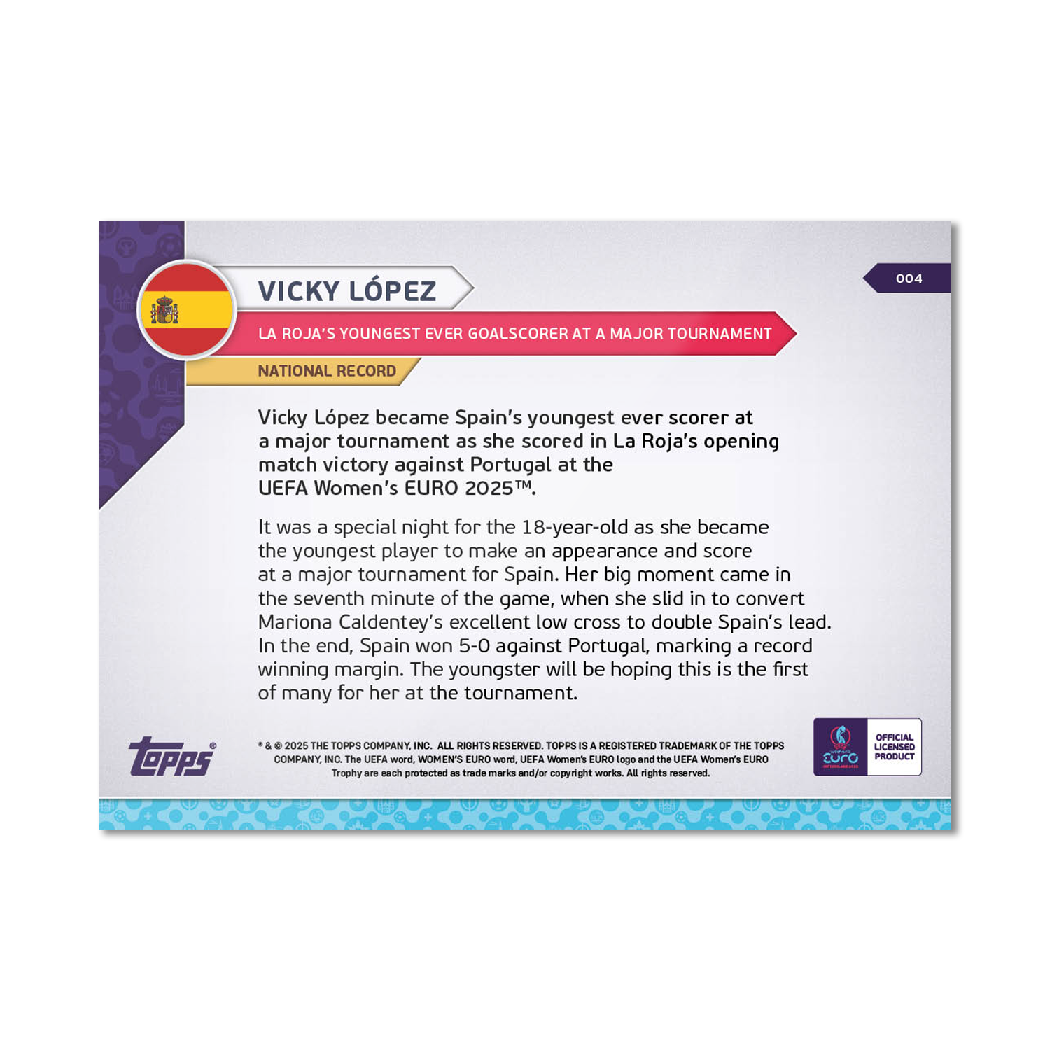 Vicky López - UEFA Women’s EURO 2025™ Topps NOW - Card 4 - PR: 301 - Image 7